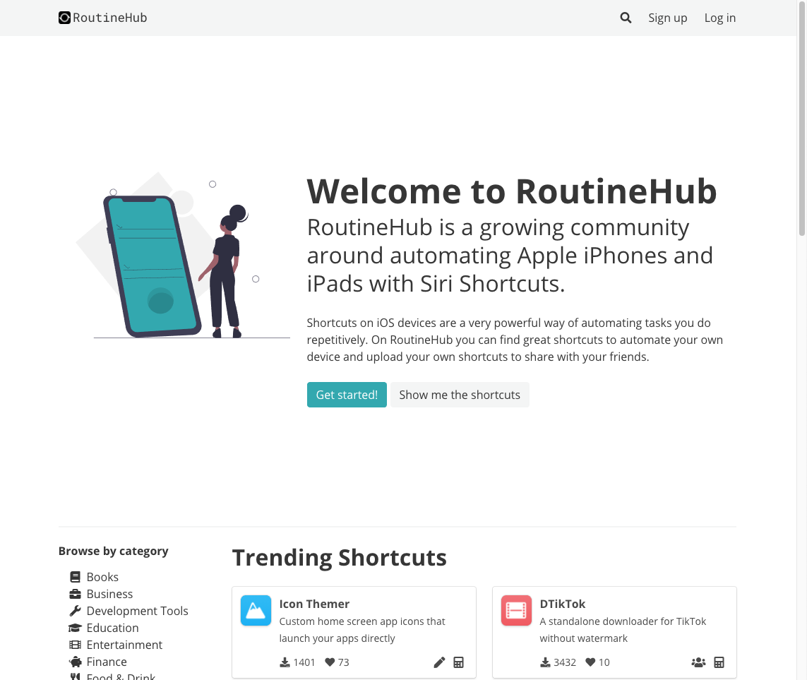 RoutineHub home page